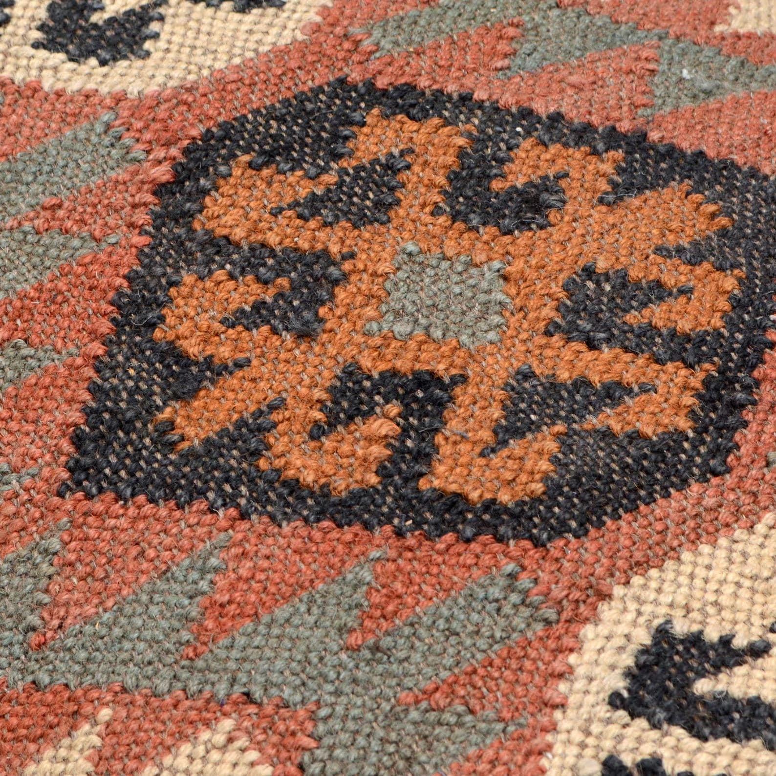 Handmade Kilim Rug Bench – Upholstered Ottoman Bench – Boho Entryway Bench – Turkish Kilim Furniture – Living Room Footstool