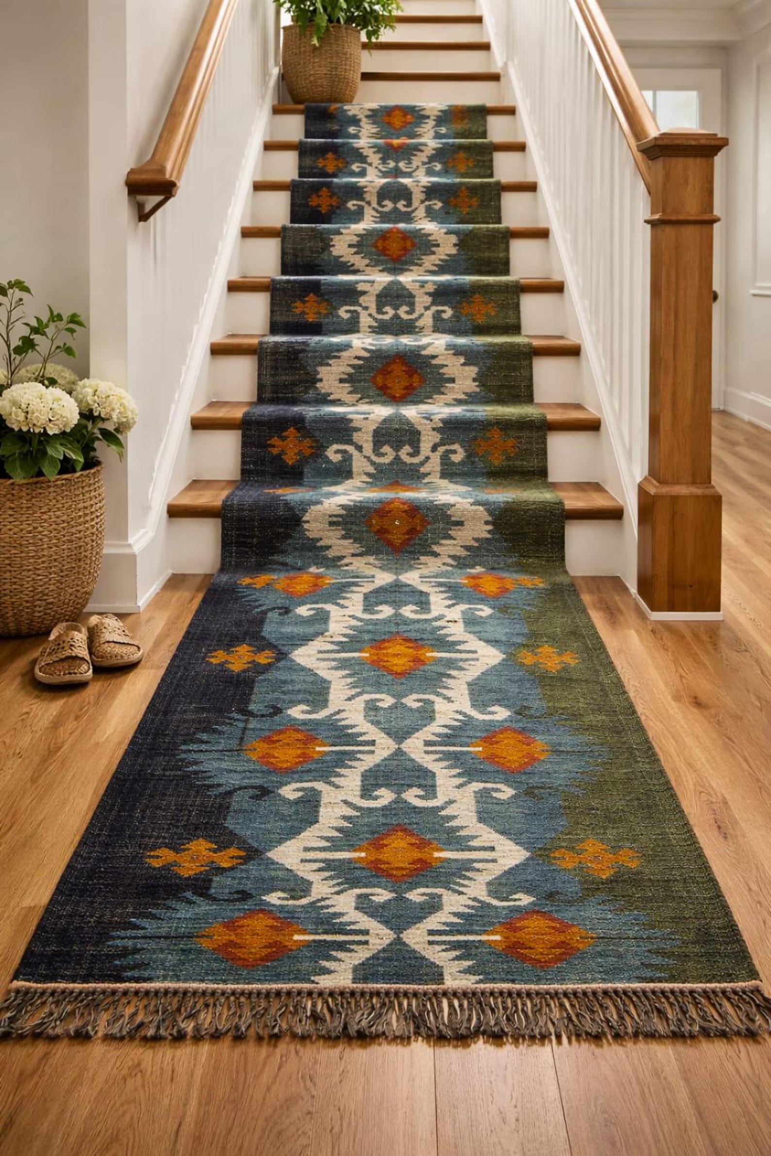 Handwoven Wool Jute Kilim Rug Runner,Boho Area Rug, Hallway Runner ,Living Room Rug, Warm Winter Handmade Indian Rug