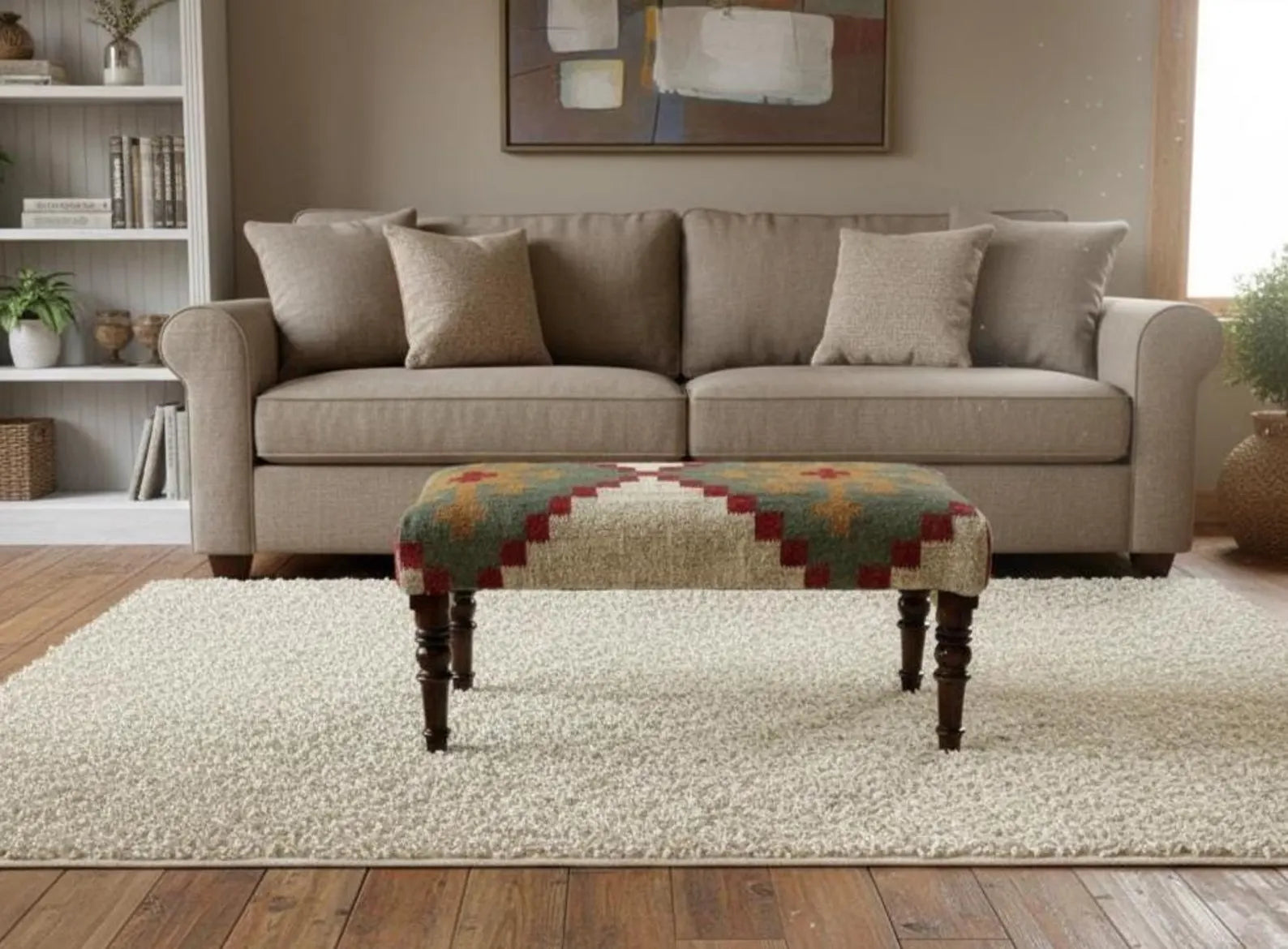 Kilim Bench, Handmade BenchOriental Bench, Bedroom Bench, Vintage Rug Bench, , Rustic Bench, Entryway Bench, Living Room Bench