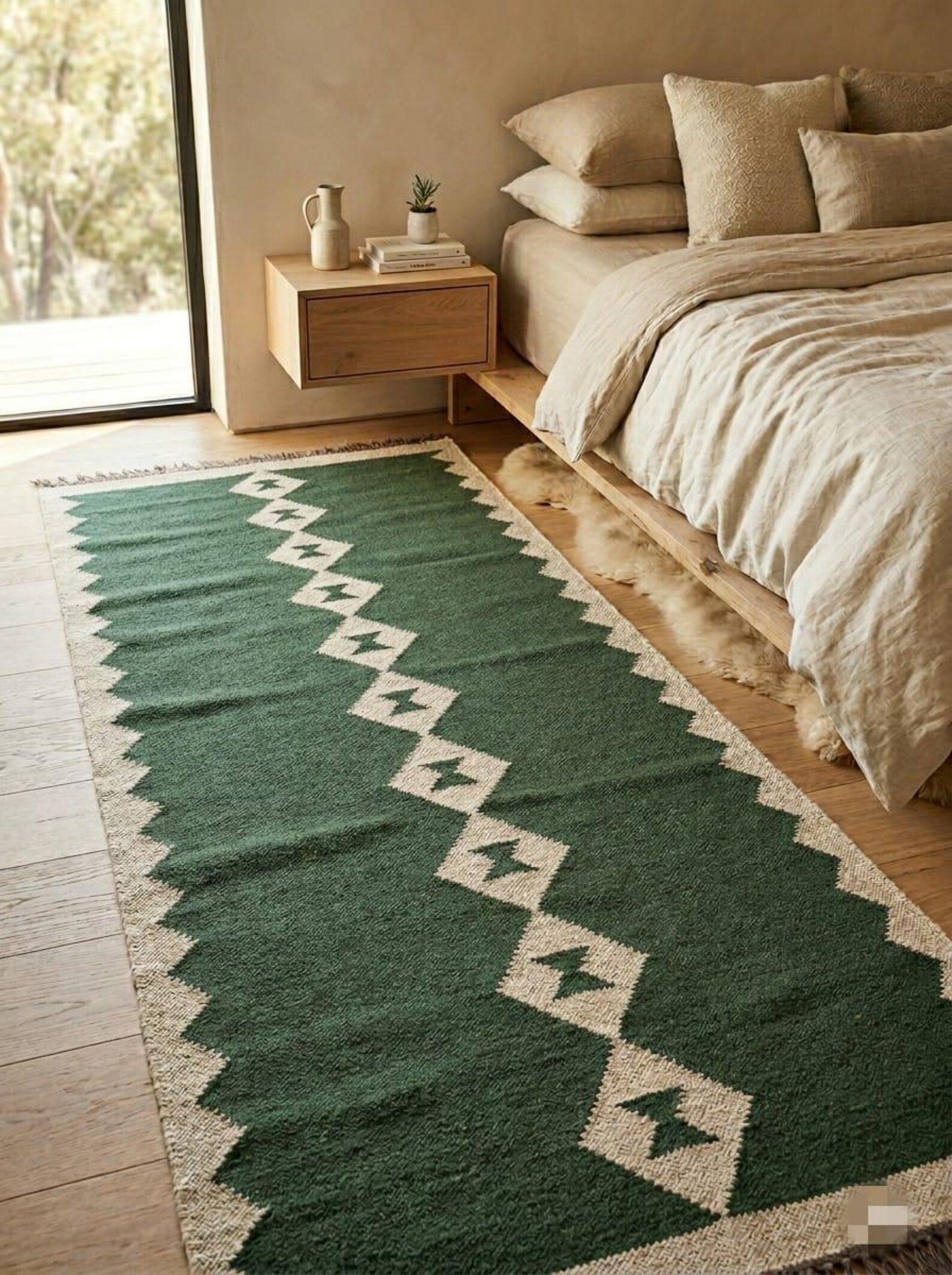 Handwoven Wool Jute Kilim Rug Runner,Boho Area Rug, Hallway Runner ,Living Room Rug, Warm Winter Handmade Indian Rug