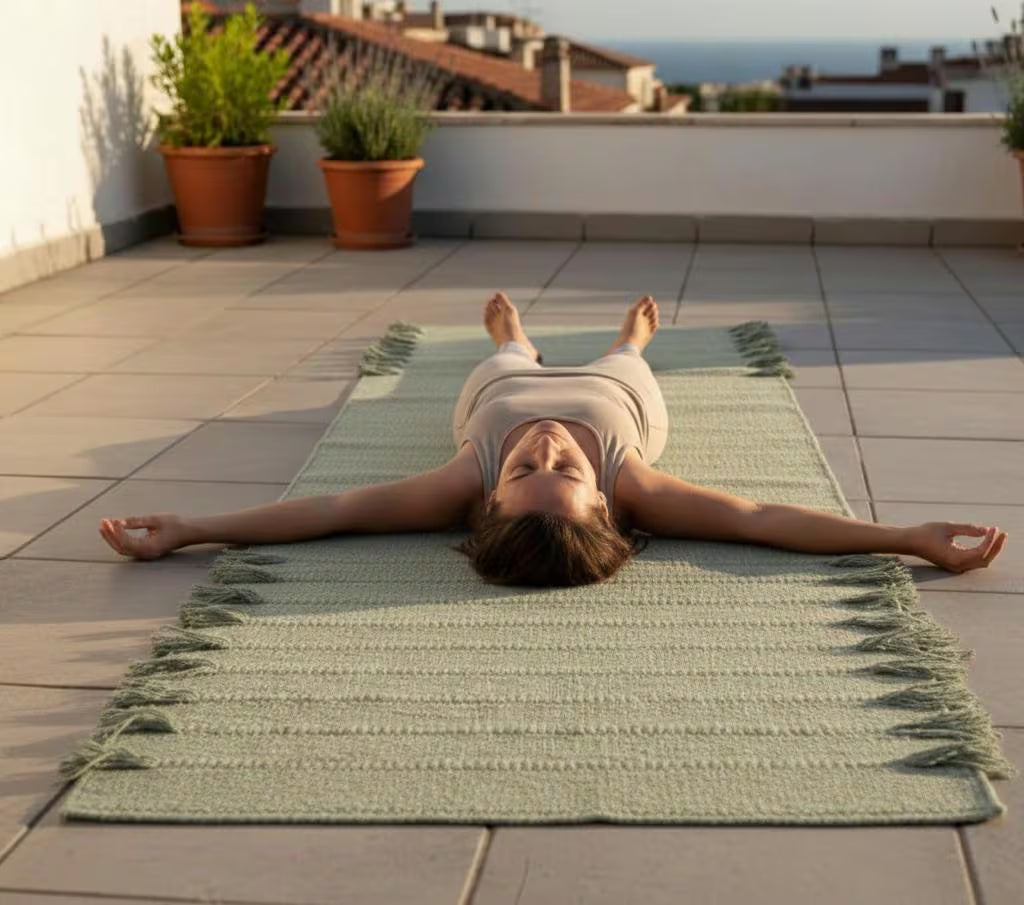 Organic Herbal Cotton Yoga Mat – Ecofriendly, Handwoven, Anti-Slip Exercise & Meditation Mat 2x6 Ft Travel-Friendly