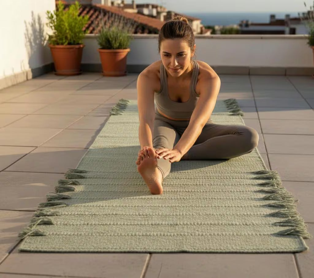 Organic Herbal Cotton Yoga Mat – Ecofriendly, Handwoven, Anti-Slip Exercise & Meditation Mat 2x6 Ft Travel-Friendly